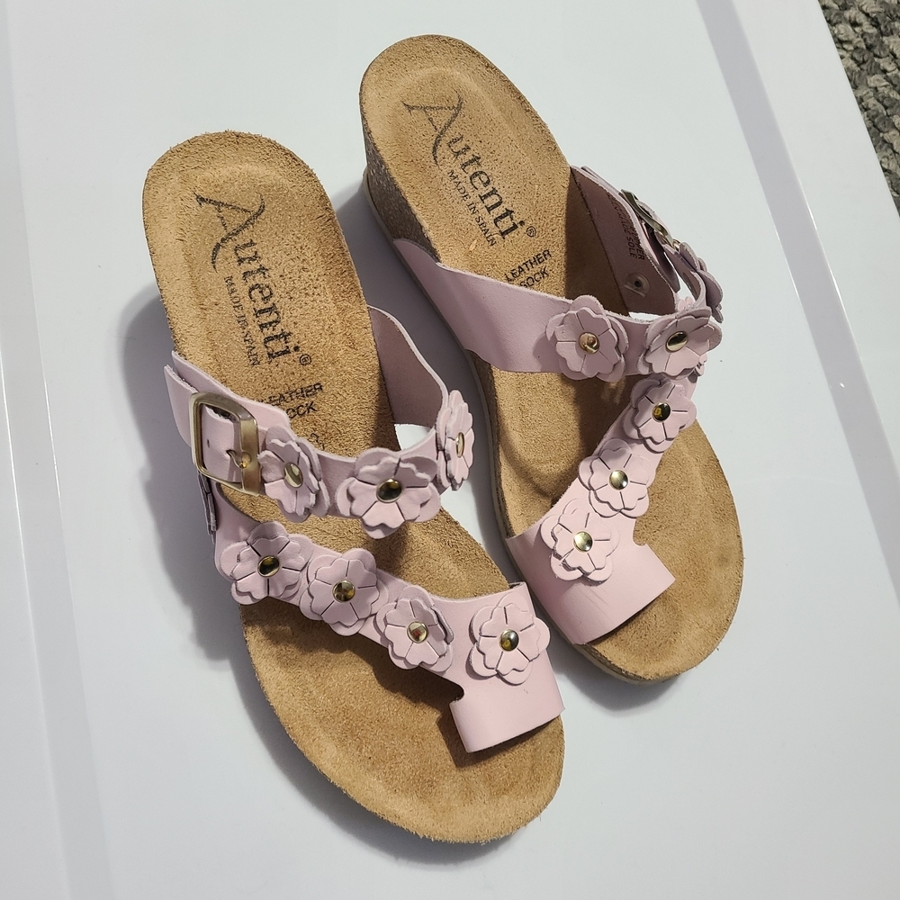 Autenti Pink Floral Women's Sandals Leather Spain‎ - Picture 7 of 16